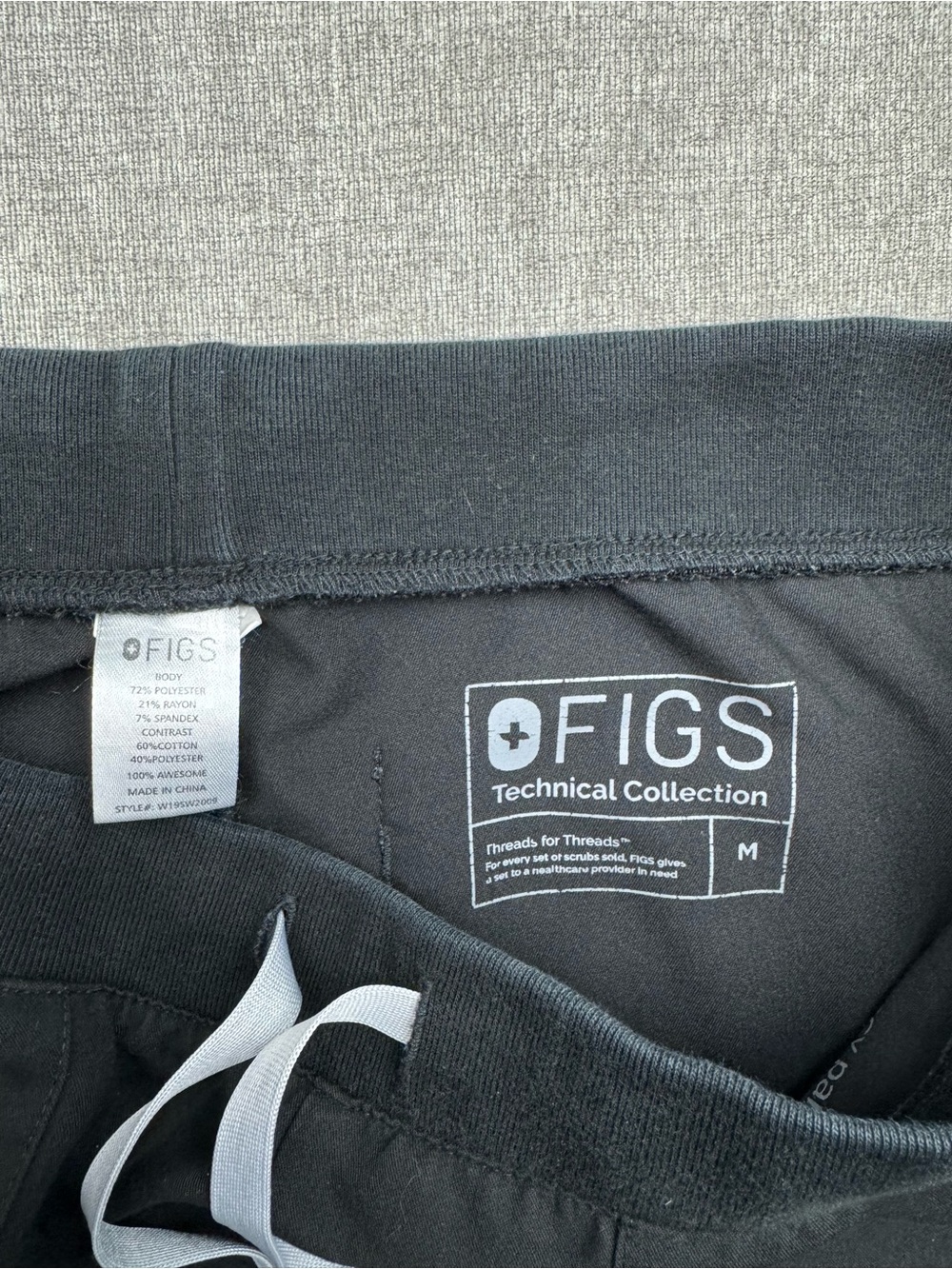 Figs Wide Leg Elastic Waist Scrub Pants Black Women’s Medium - Picture 6 of 10